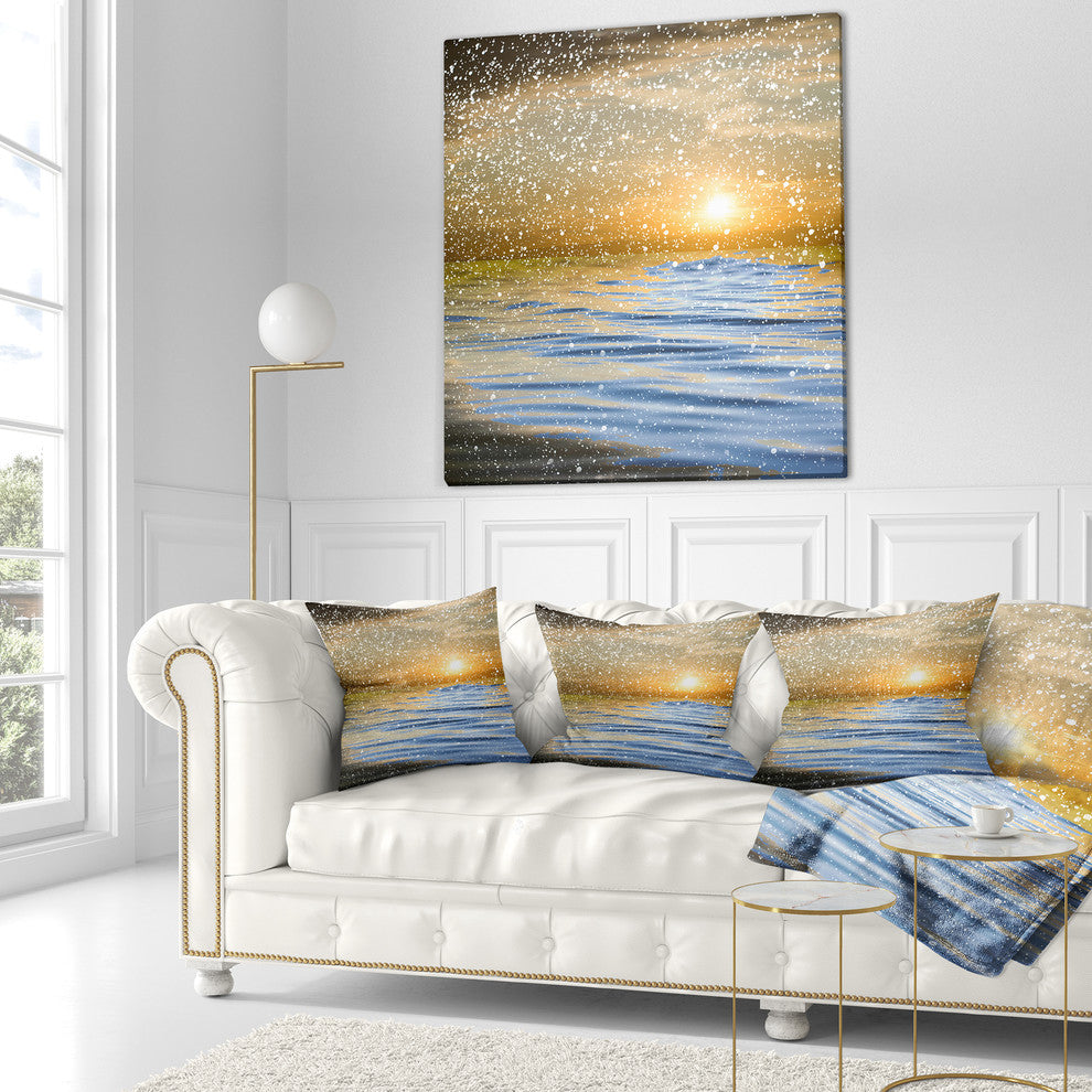 Clouds with Reflection in Water Seashore Photo Throw Pillow, 18"x18"