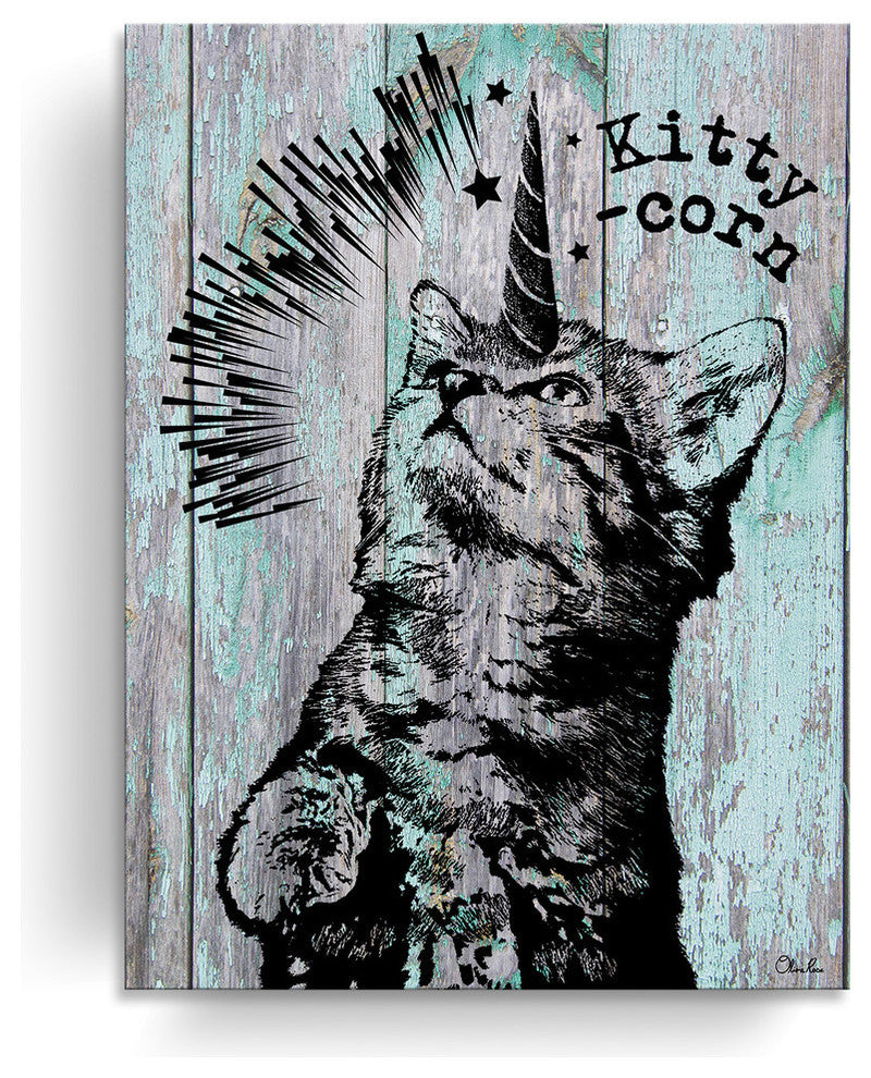 Ready2HangArt 'Kitty-Corn' Wrapped Canvas Animal Wall Art, 16"x12"