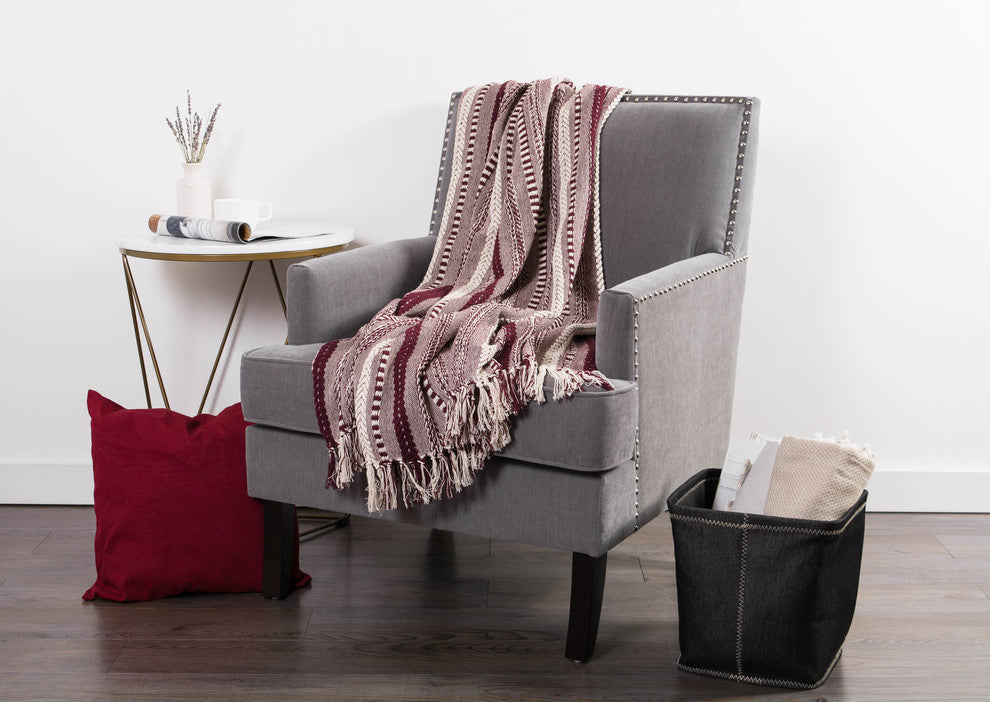 Blackberry Braided Stripe Throw