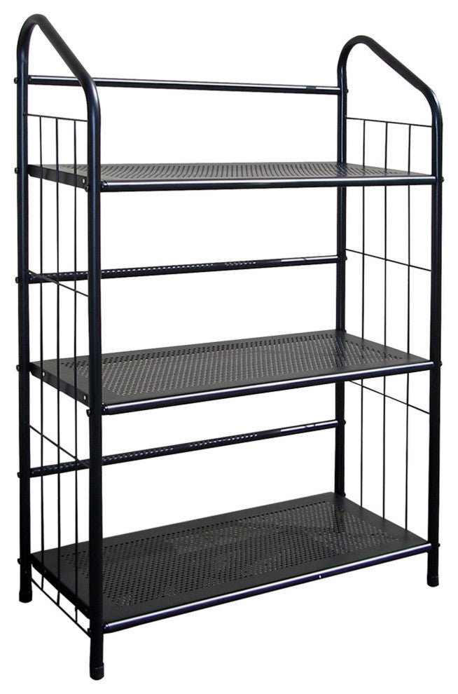 Black 3 Shelf Metal Standing Book Shelf