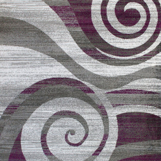 Clifton Collection Rectangle 8' x 10' Swirl Patterned Area Rug, Purple