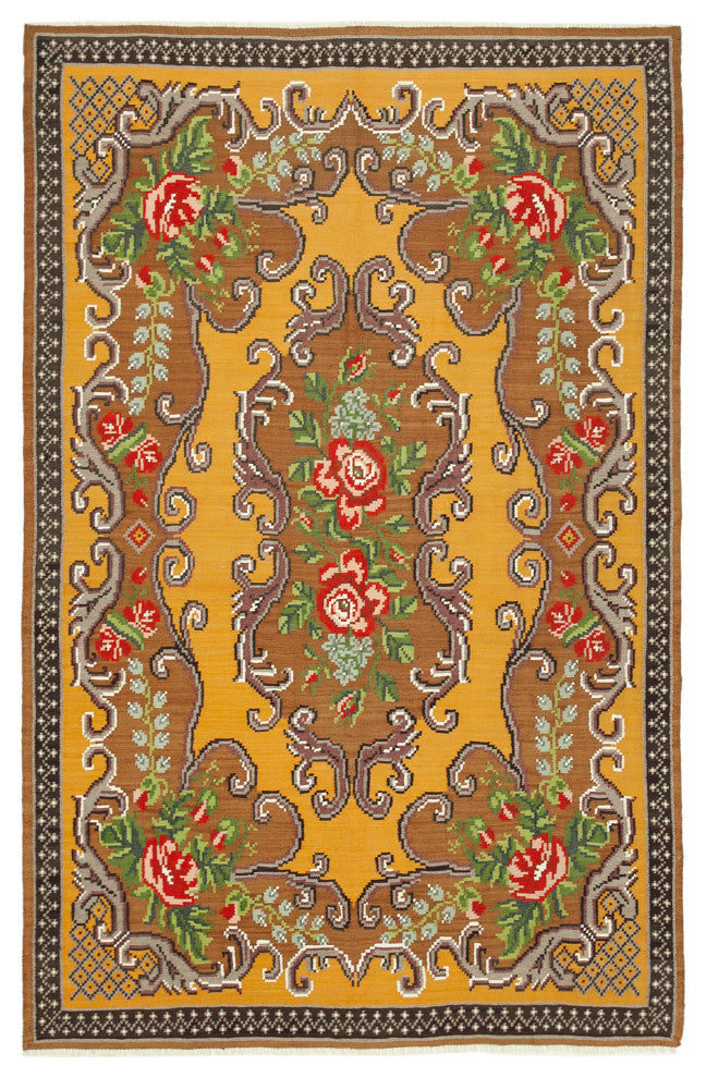 Rug N Carpet - Handmade Moldovan 6' 0'' x 9' 2'' Vintage Floral Kilim Rug