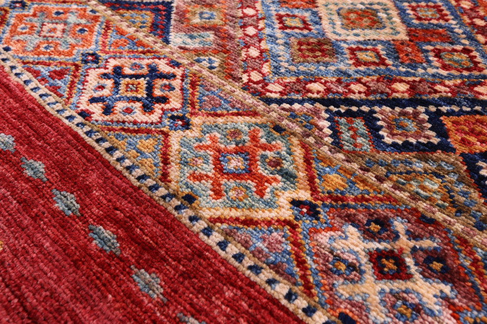 8' 2" X 11' 6" Khorjin Super Kazak Hand-Knotted Rug Q10743