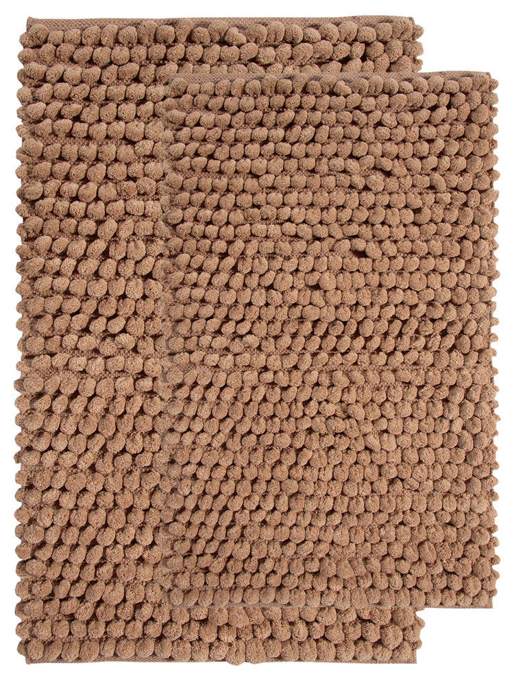 Microfiber Hand Loom Bath Mats, 2-Piece Set, Beige