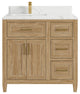 Santa Monica 36 Left Offset  Bath Vanity in Whitewashed Teak 1.5" Calacatta Laza