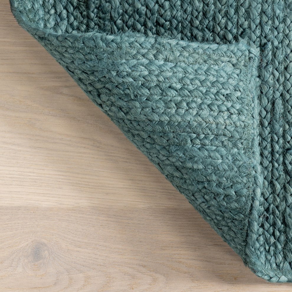 Nuloom Rigo Hand Woven Farmhouse Jute Rug, Hunter Green 8' x 10'