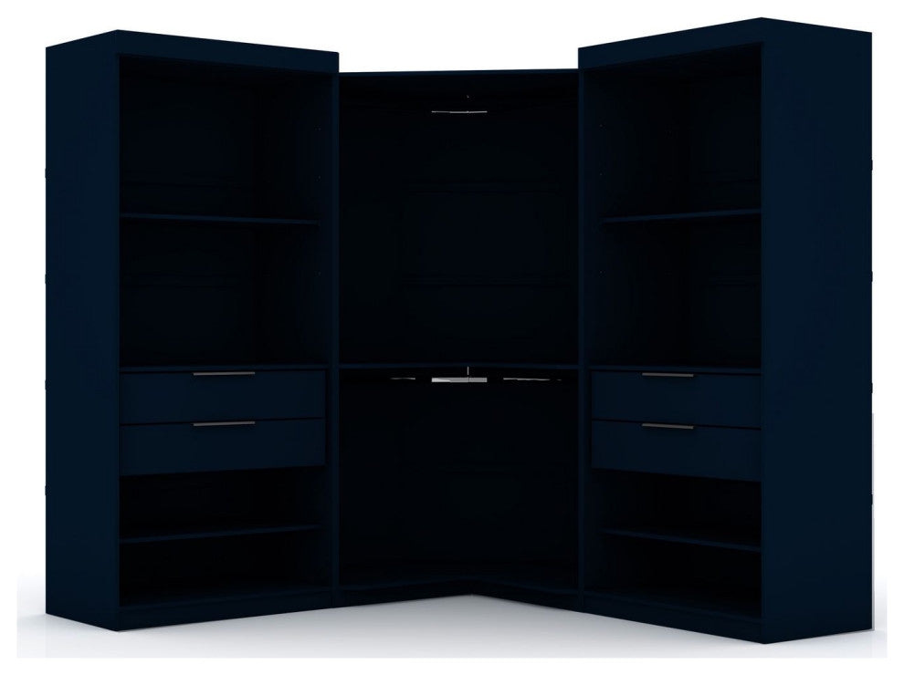 Mulberry Open 3 Sectional Corner Closet, Tatiana Midnight Blue