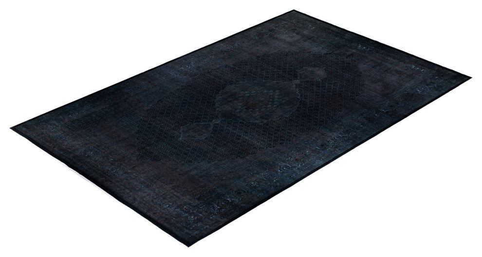 Overdyed, One-of-a-Kind Hand-Knotted Area Rug Black, 11'10"x18'5"