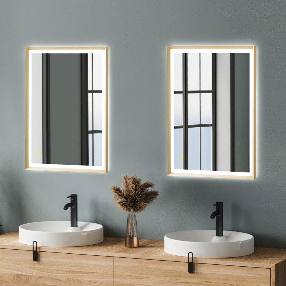 Apollo Anti-Fog Dimmable Vanity, LED Lighted Wall Mirror, Brushed Gold, 36"