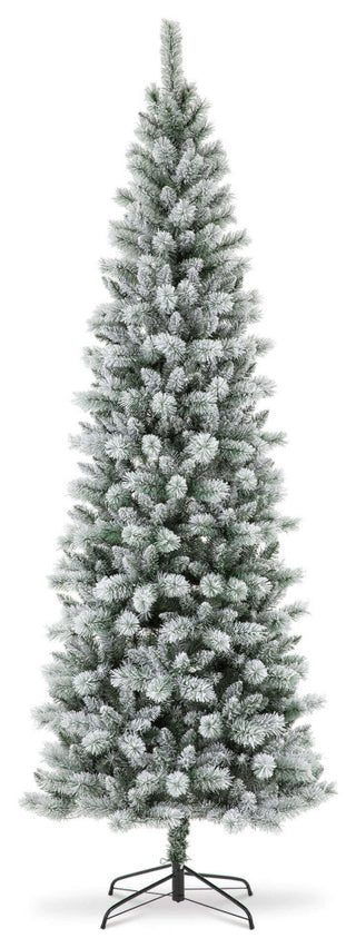 9' Pre-Lit Flocked Pencil Pine Artificial Christmas Tree with 450 LED Lights