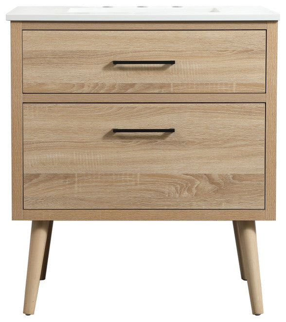 Home Living 22" Midcentury Modern Mango Wood-Light Bathroom Vanity