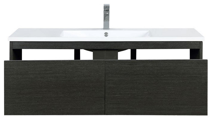 Sant Contemporary 48" Iron Charcoal Bathroom Vanity, Labaro Brushed Nickel Fauce