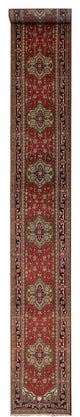 Medallion Red 3'x20' Heriz Serapi Runner Hand Knotted Wool Rug H9212