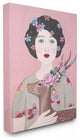 Woman And Deer Pink Animal Painting, 30"x40"