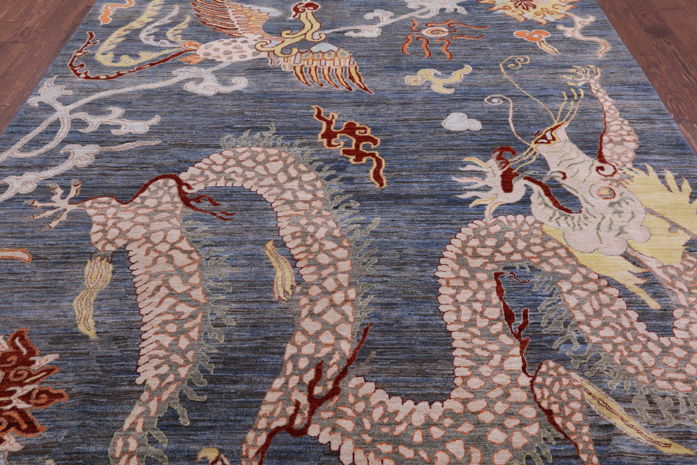Dragon And Phoenix Handmade Wool Rug 8' 4" X 9' 10" Q10401