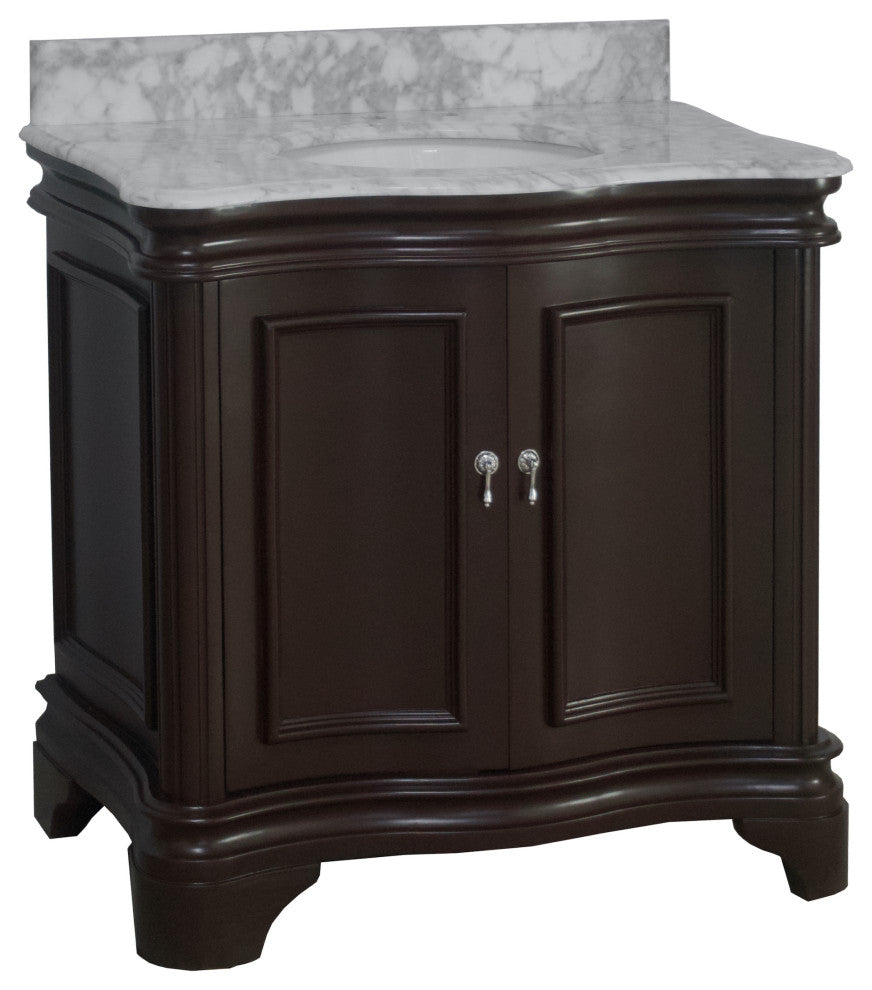 Katherine 36" Bath Vanity, Chocolate, Carrara Marble