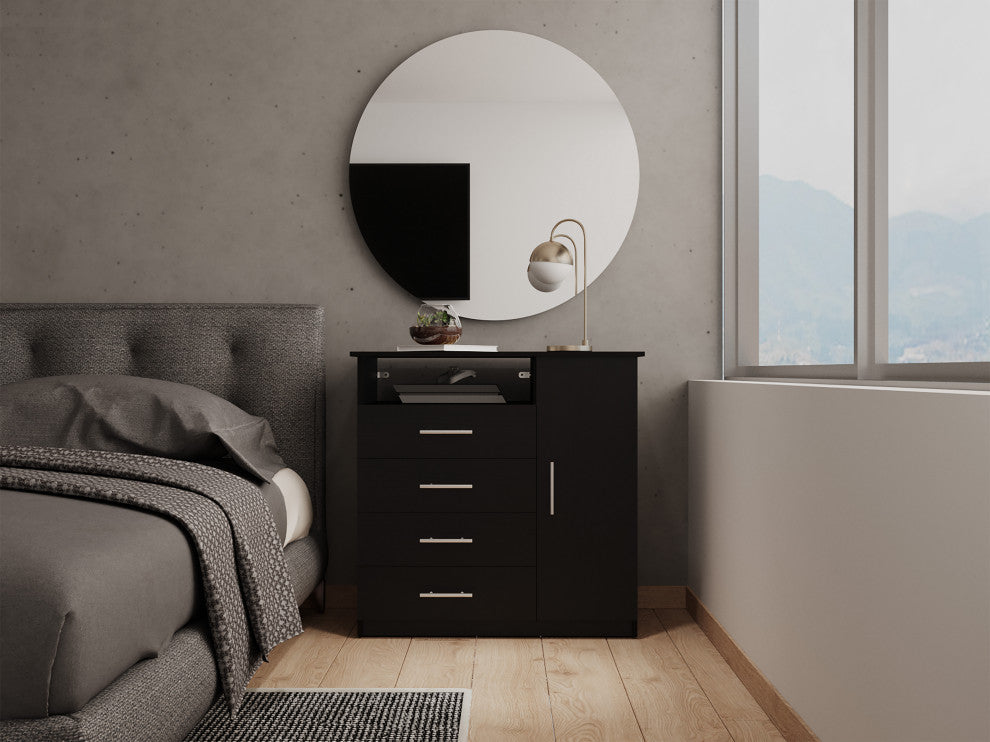 Rioja 4 Drawer Dresser, Black Wengue
