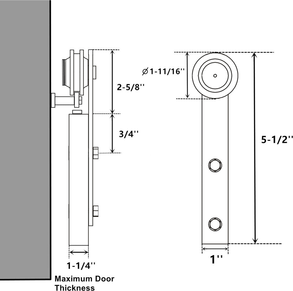 Mini Sliding Barn Door Hardware Kit, Straight Design, 42", Double