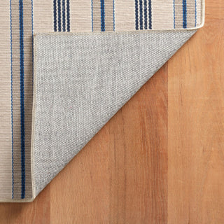 Dash & Albert Nimes Ticking Neutral Machine Washable Rug, Blue, 3' x 5'