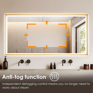 Apollo Anti-Fog Dimmable Vanity, LED Lighted Wall Mirror, Brushed Gold, 72"