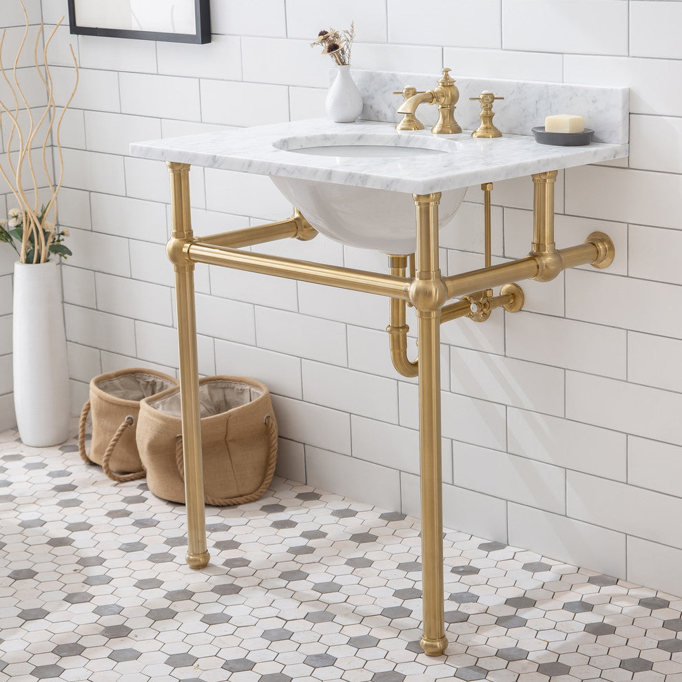 Embassy 30" Wash Stand Set, Gold, Satin Brass F2-0013 Faucet