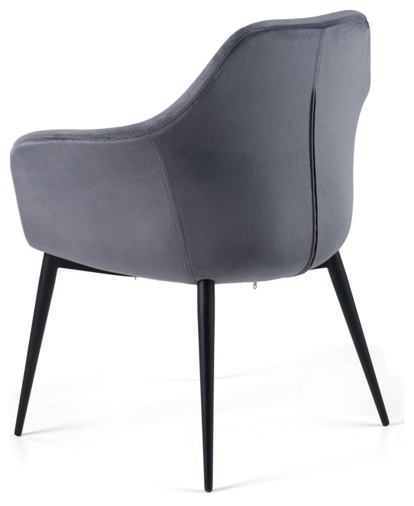 Modrest Wilson Modern Gray Velvet and Black Dining Chair