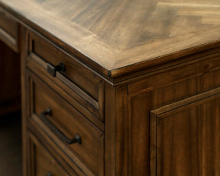 Traditional Credenza Wood Office Desk Writing Table Storage Desk Brown