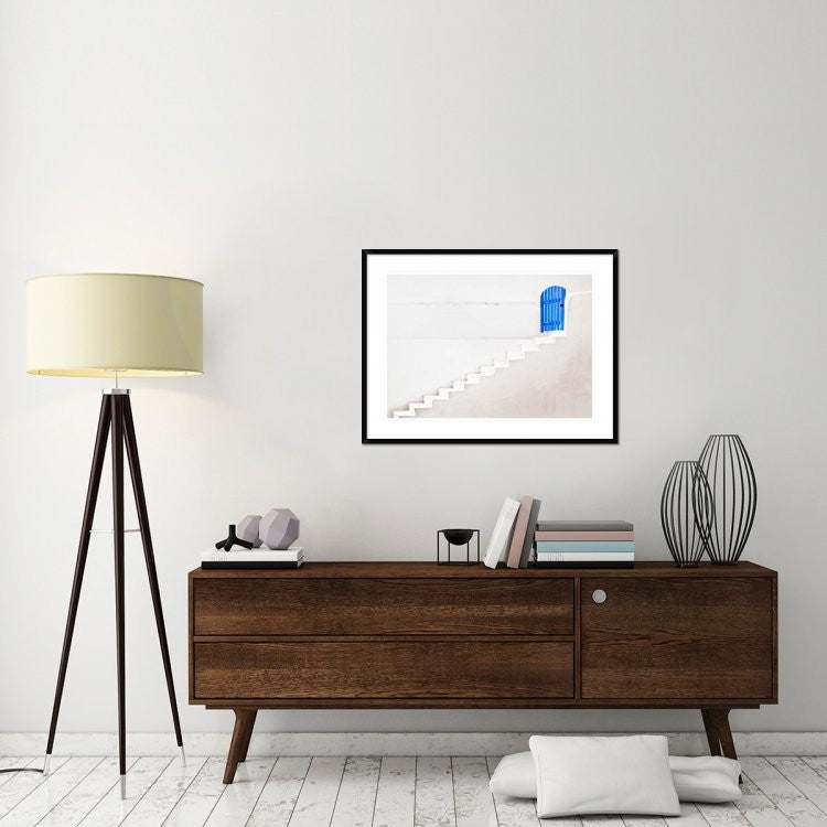 "The Blue Gate" Framed Digital Print by Linda Wride, 38"x29"