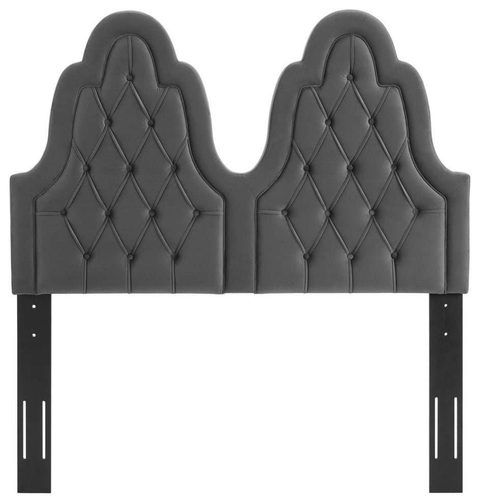 Augustine Tufted Performance Velvet Full/Queen Headboard Charcoal