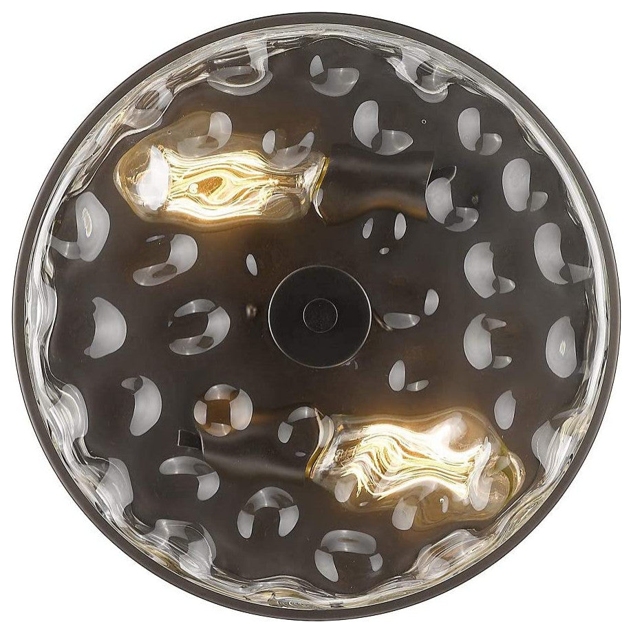 2 Light Flush Mount, Industrial Glass Ceiling Light Fixture