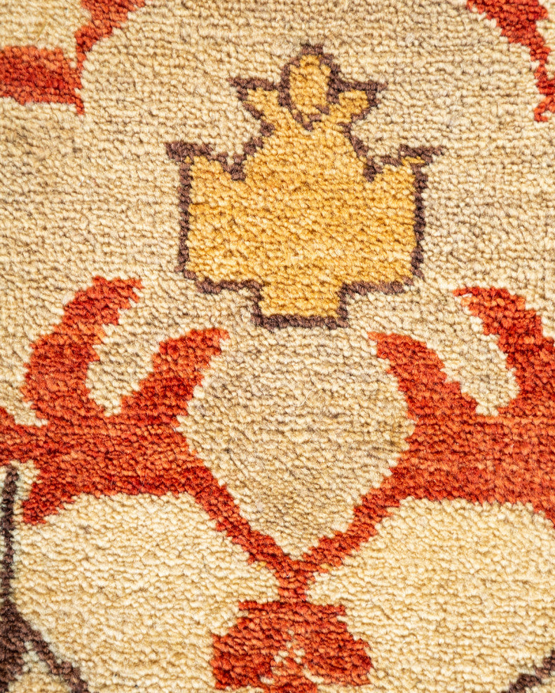 Eclectic, One-of-a-Kind Hand-Knotted Area Rug Ivory, 9' 1" x 12' 1"