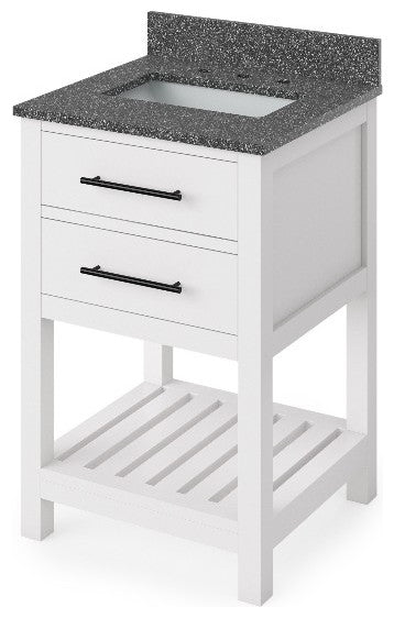 Wavecrest Contemporary White 24" Vanity, Boulder Cultured Marble Vanity Top