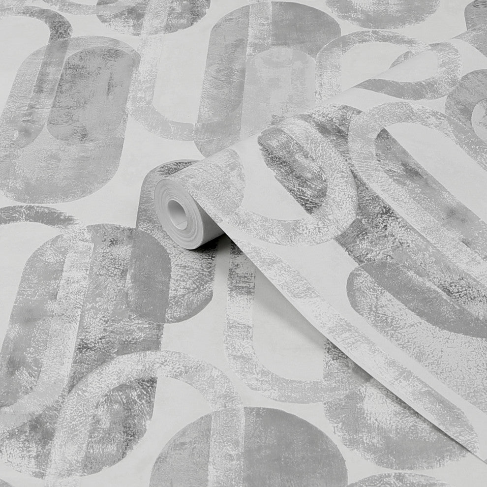 Sublime Oval Shapes Wallpaper, Grey
