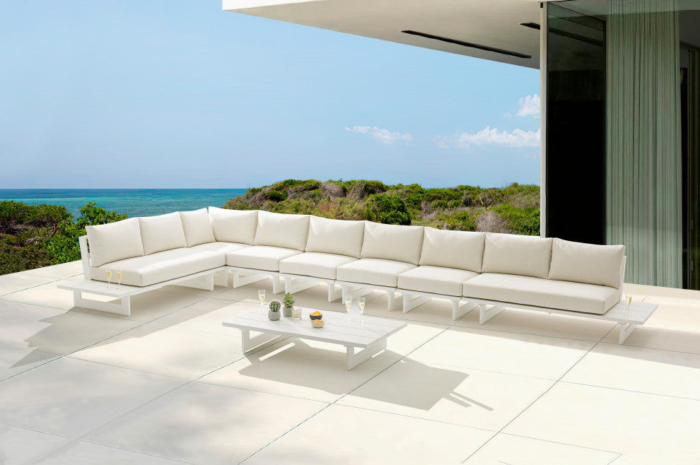 Maldives Cream Water Resistant Fabric Outdoor Patio Modular Sectional