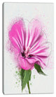 Full Bloom Pink Flower with Leaves, Floral Canvas Art Print, 16"x32"
