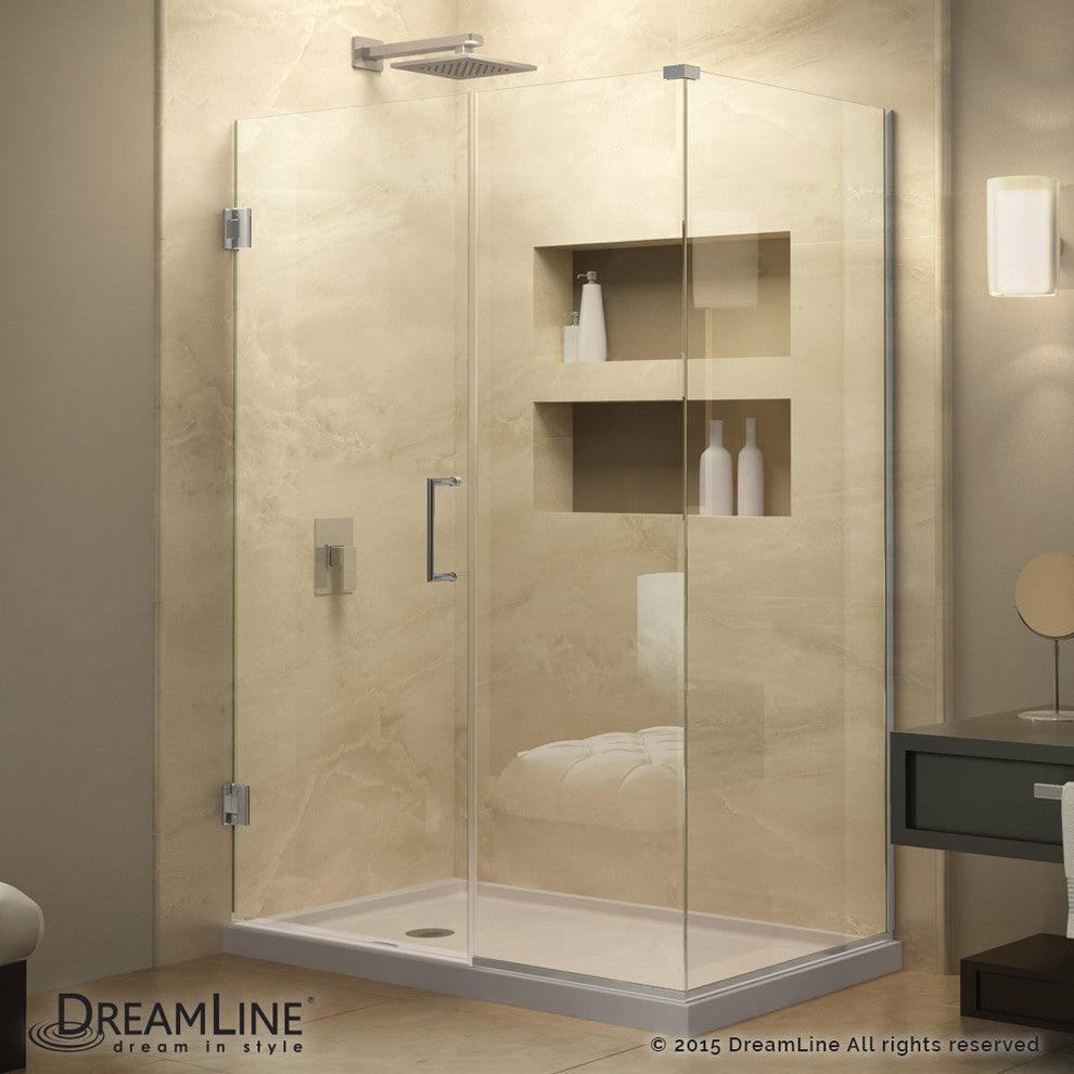 DreamLine Unidoor Plus 39.5"x34.375"x72" Hinged Shower Enclosure, Brushed Nickel
