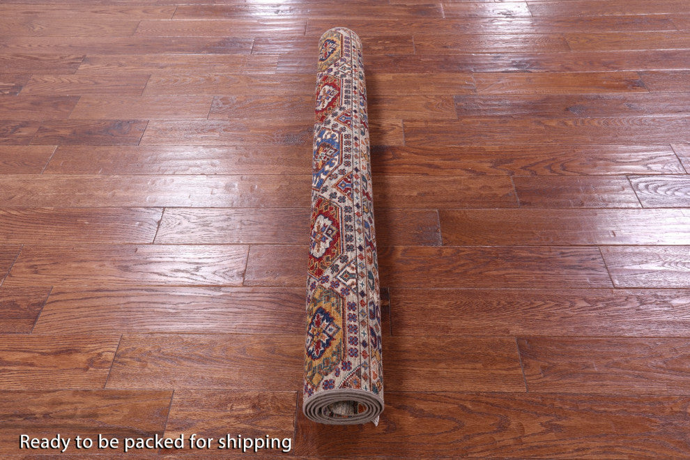 Hand Knotted Khorjin Super Kazak Wool Rug 4' 1" X 6' 0" - Q12517