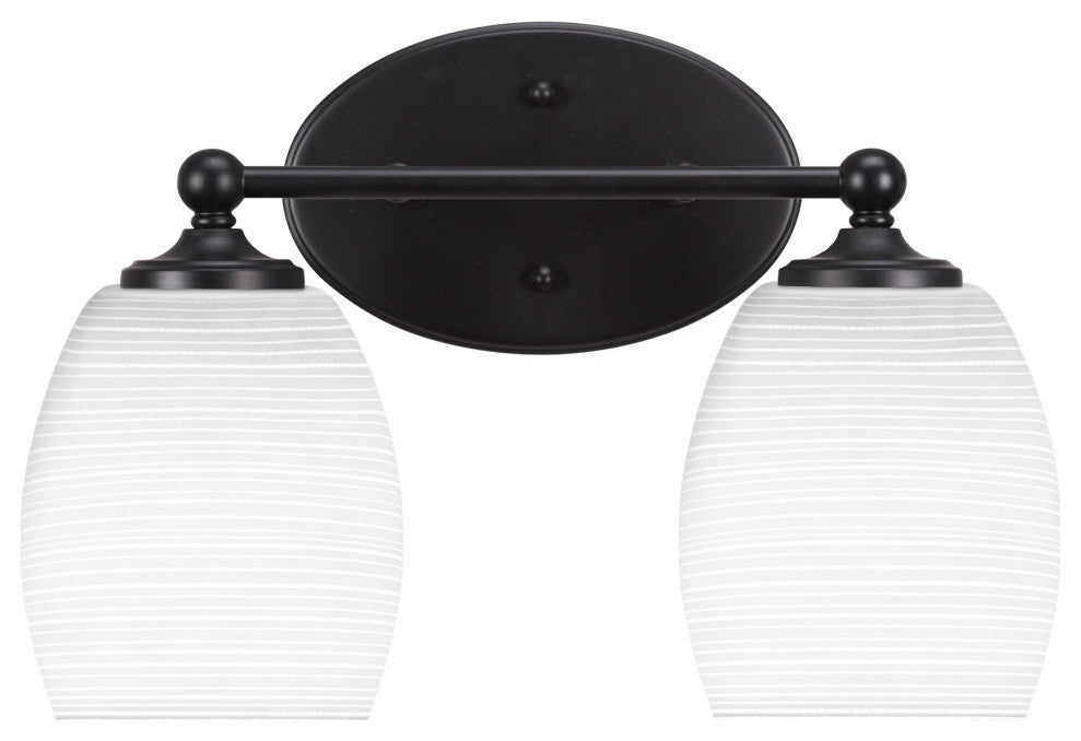 Capri 2-Light Bath Bar, Matte Black/White Matrix