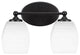 Capri 2-Light Bath Bar, Matte Black/White Matrix