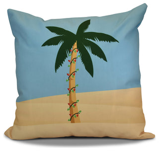 Decorative Holiday Pillow Geometric Print, Blue, 20"x20"