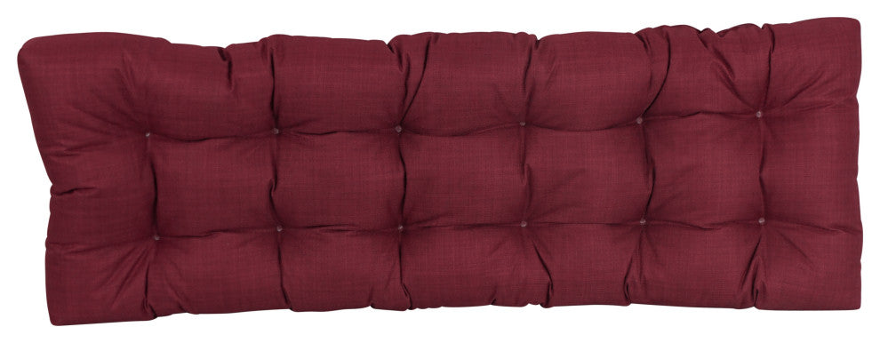 60"X19" Tufted Solid Outdoor Spun Polyester Loveseat Cushion, Merlot