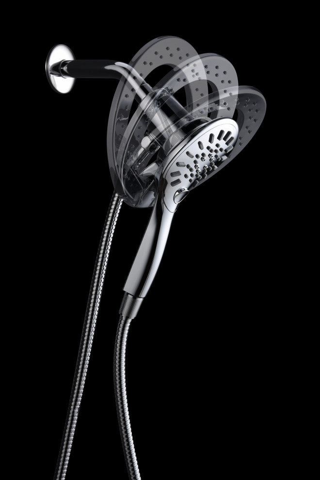 Valkrie 3-Spray Dual Wall Mount Fixed and Handheld Shower Head, Polished Chrome
