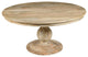 Jenna Coastal Pedestal Dining Table Natural Finish, Natural Solid Mango Wood