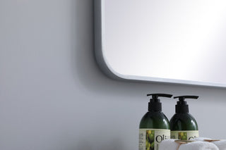 Ellis Soft Corner Metal Rectangular Mirror, Silver, 24"x40"