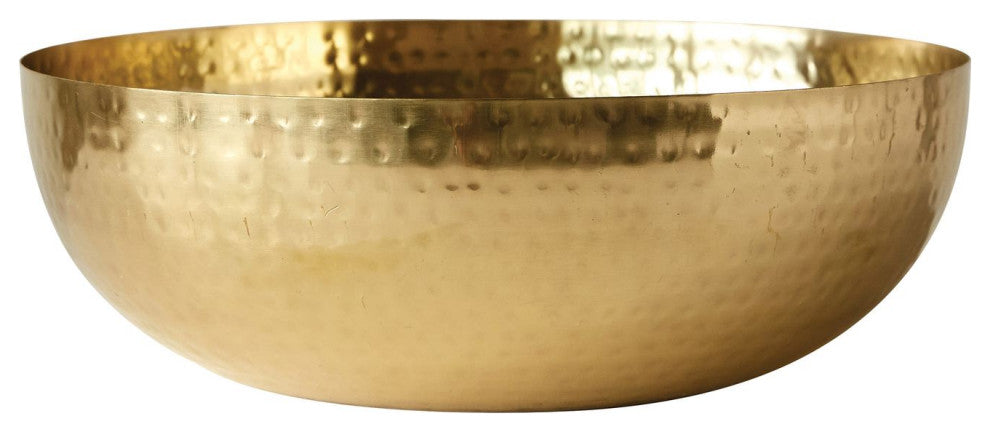 Round Hammered Metal Bowl, Gold
