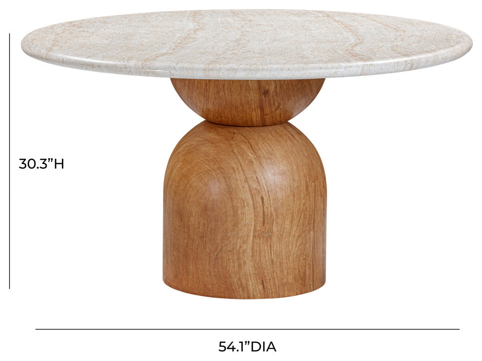 Cynthia Travertine Concrete Indoor / Outdoor 54" Round Dining Table