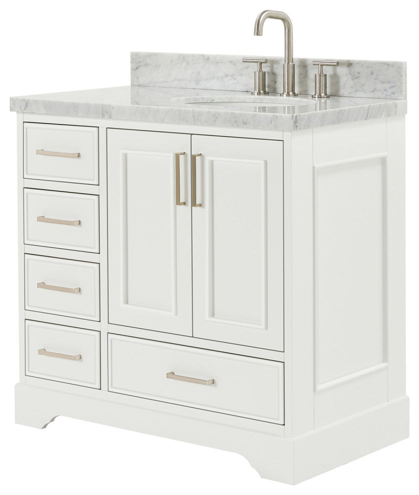 Ariel Stafford 37" Single Right Offset Oval Sink Bathroom Vanity