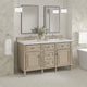 Lorelai 60" Double Vanity, Oak, 3 CM Arctic Fall Solid Surface Top