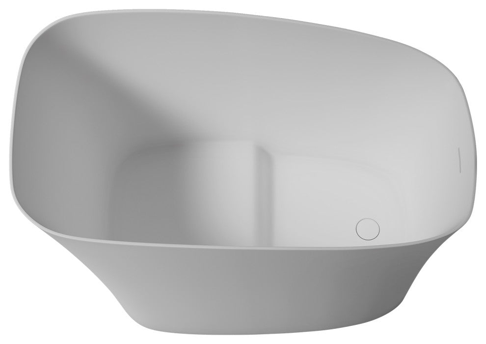 51 Inch Solid Surface Freestanding Soaking Bathtub in White with Drain