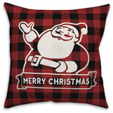 Plaid Retro Santa 16"x16" Throw Pillow